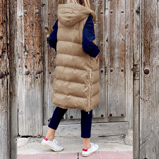 WW | Lang Kapuze Weste Winterbekleidung für Damen