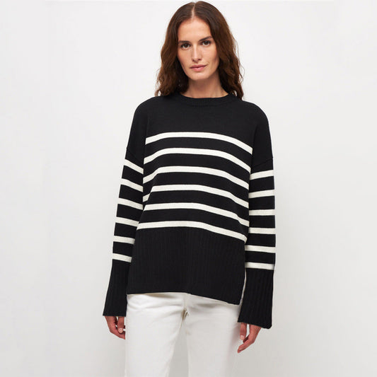 WW | Warme Damen Streifen Oversized Pullover für Herbst und Winter