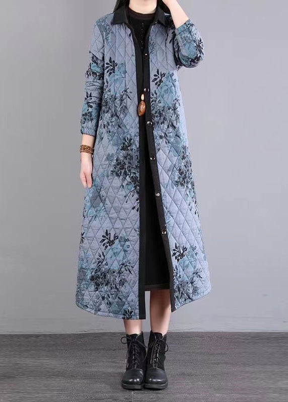 WW | Printed Patchwork Fine Cotton-Filled Coats Peter Pan Collar Winter