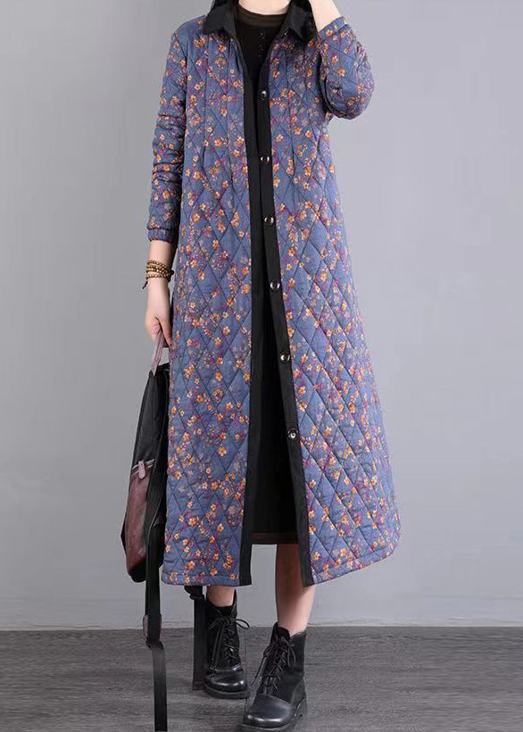 WW | Printed Patchwork Fine Cotton-Filled Coats Peter Pan Collar Winter