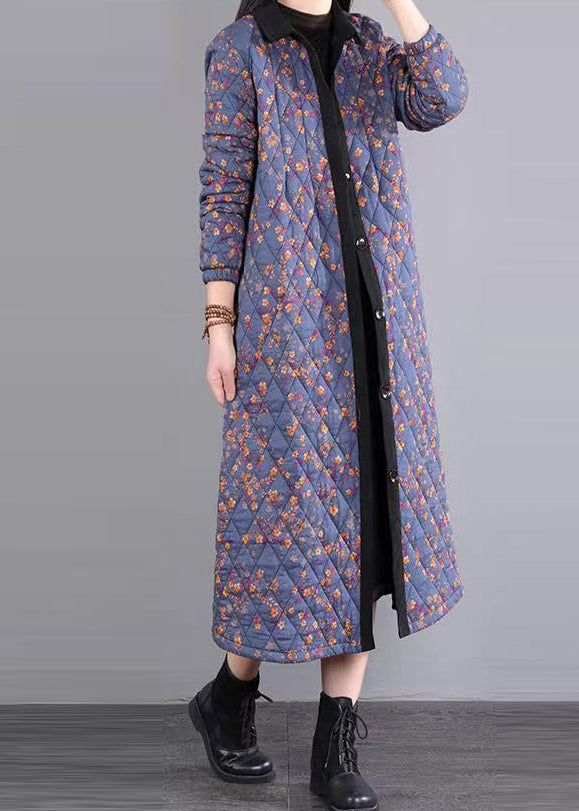WW | Printed Patchwork Fine Cotton-Filled Coats Peter Pan Collar Winter