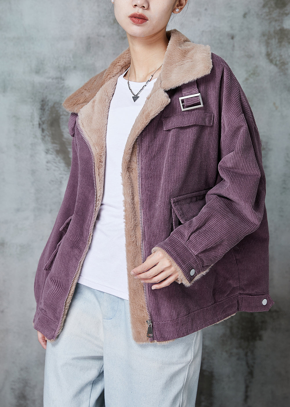 WW | Thick Warm Fleece Coats Peter Pan Collar Pockets Winter