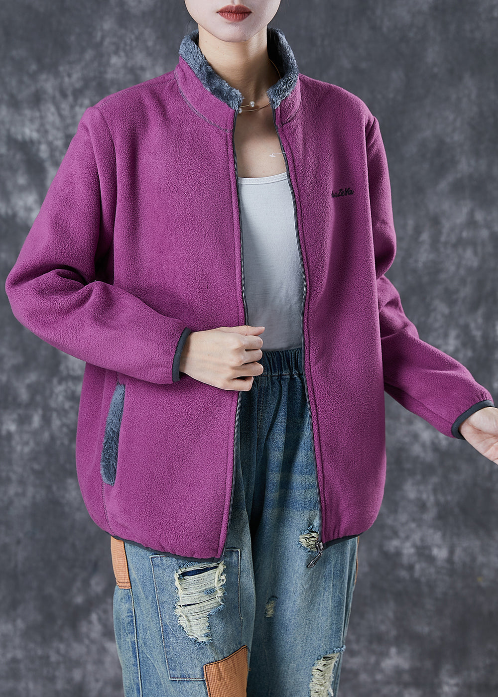WW | Embroidered Warm Fleece Jackets Winter