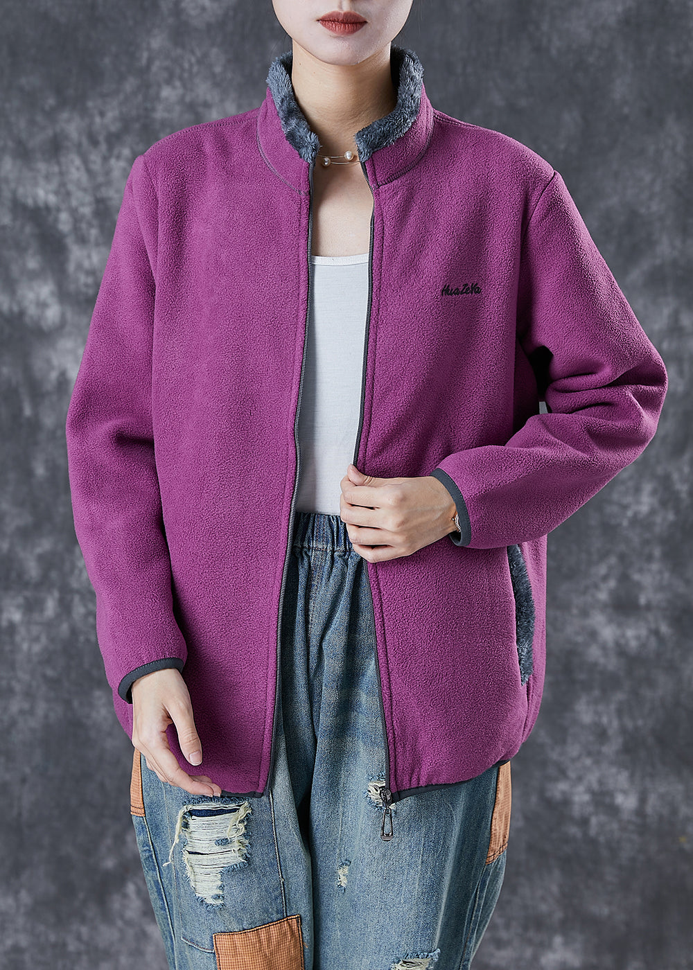 WW | Embroidered Warm Fleece Jackets Winter