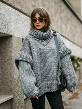 WW | Übergroßer, weicher Strickpullover für Damen