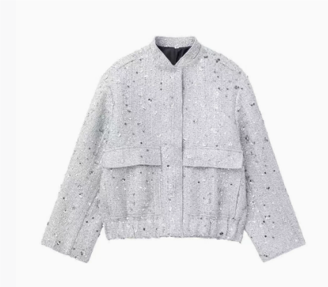 WW | Damen Leichte Pailletten Kurze Jacke Stilvoll & Nett