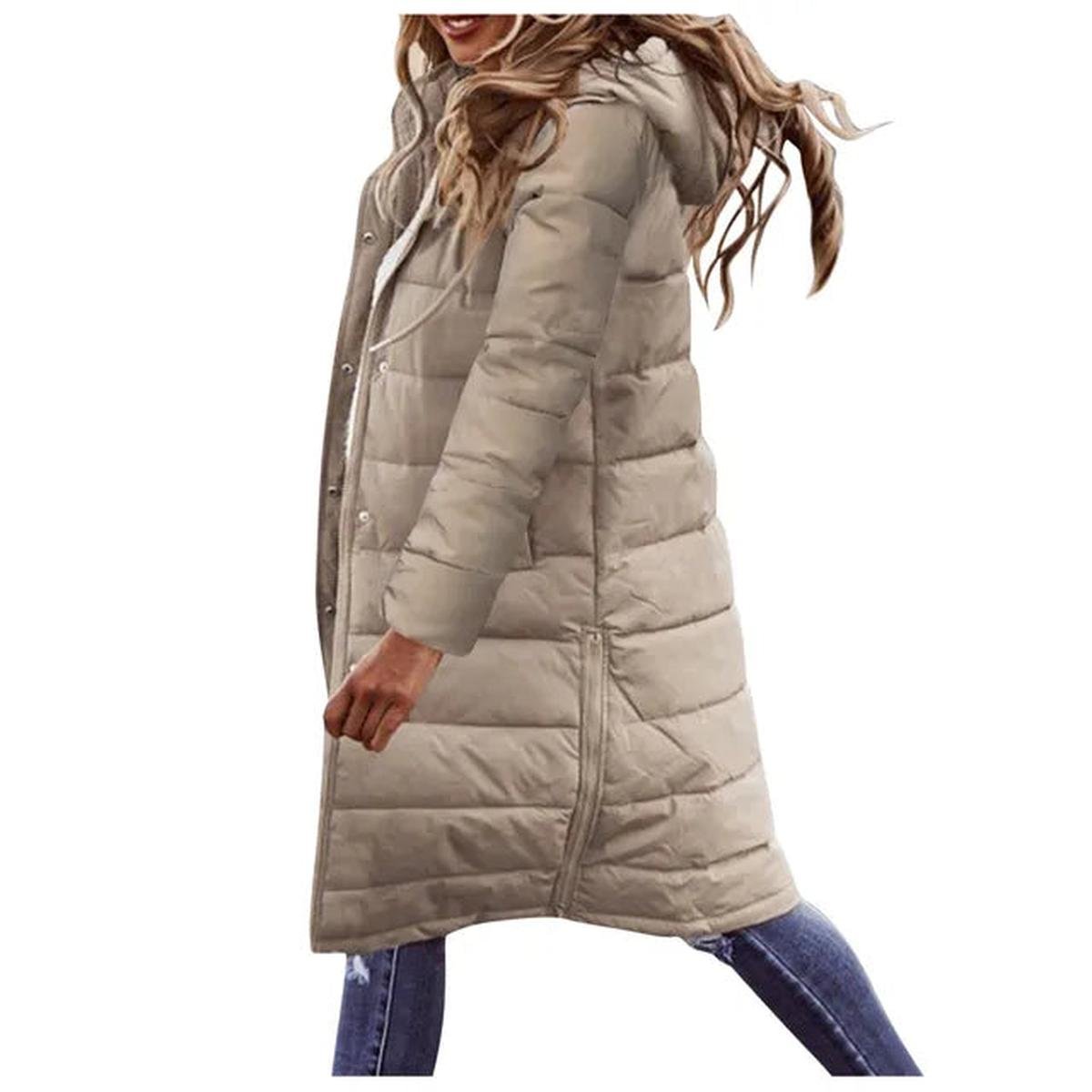 WW | Steppiger Kapuzen Langer Winterjacke Für Frauen