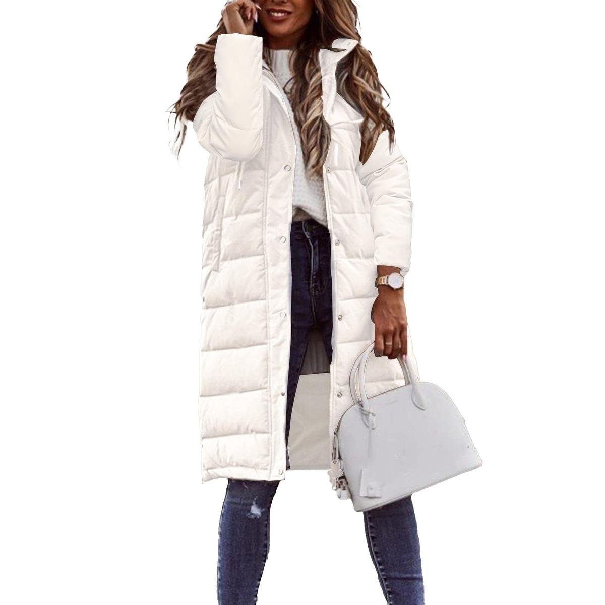 WW | Steppiger Kapuzen Langer Winterjacke Für Frauen
