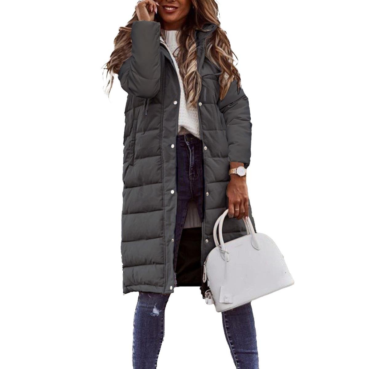 WW | Steppiger Kapuzen Langer Winterjacke Für Frauen