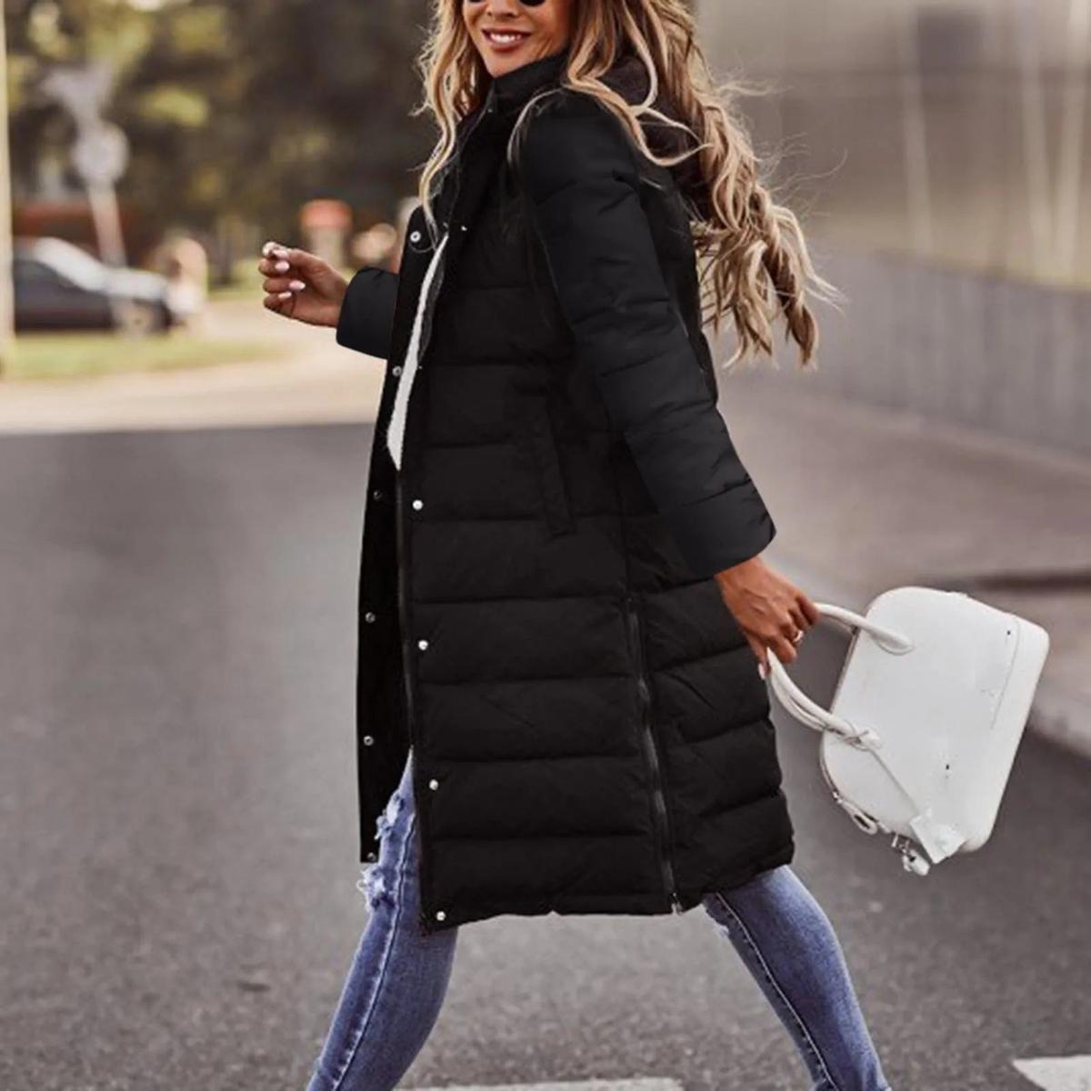 WW | Steppiger Kapuzen Langer Winterjacke Für Frauen