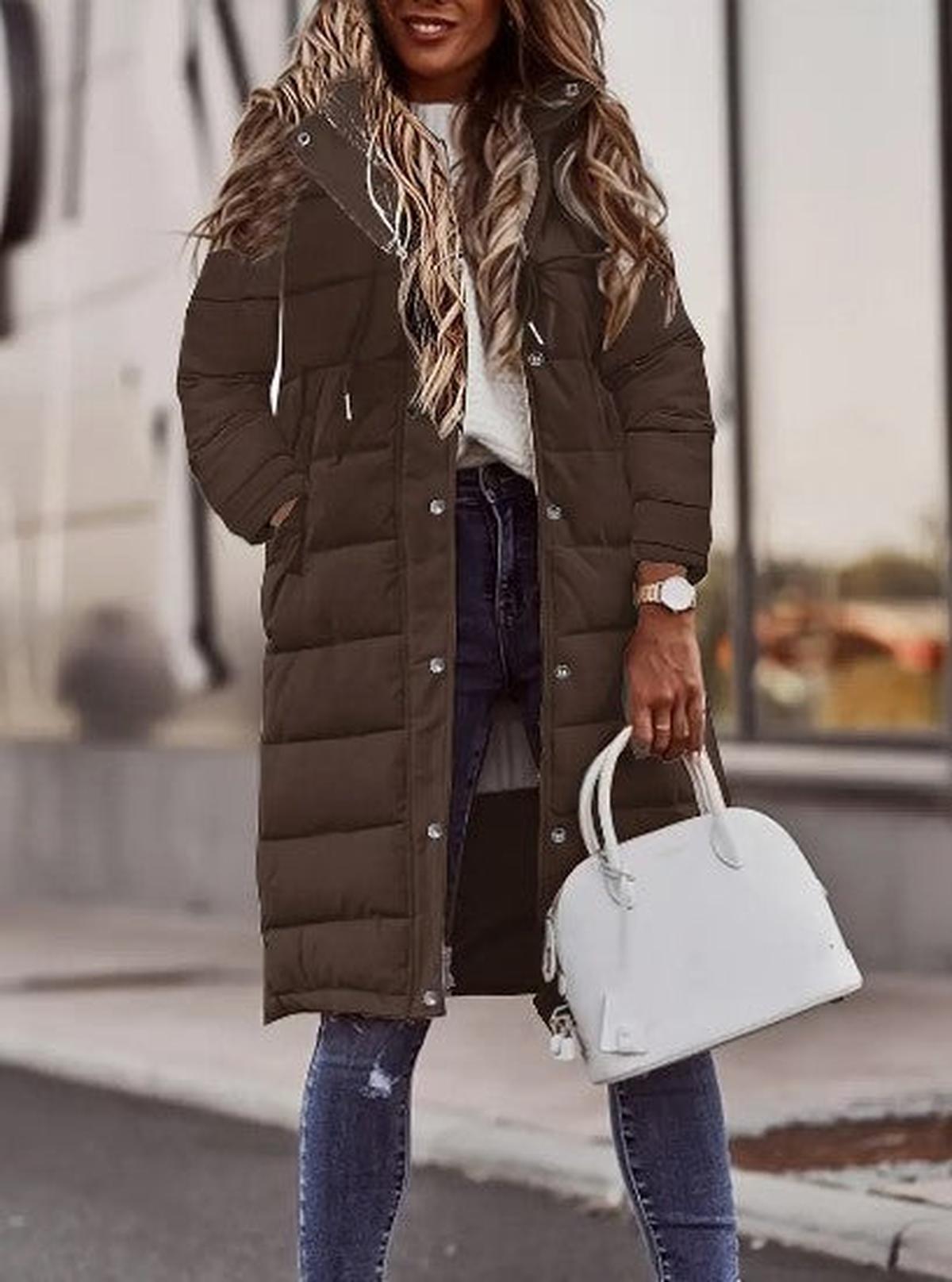 WW | Steppiger Kapuzen Langer Winterjacke Für Frauen