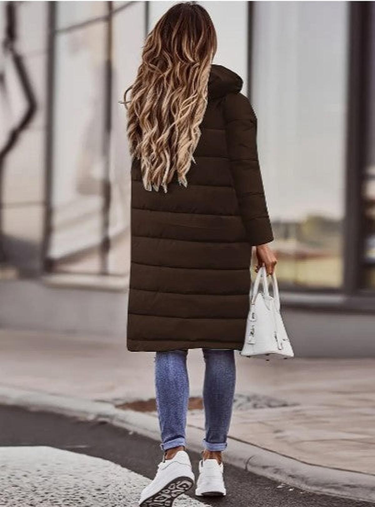 WW | Steppiger Kapuzen Langer Winterjacke Für Frauen