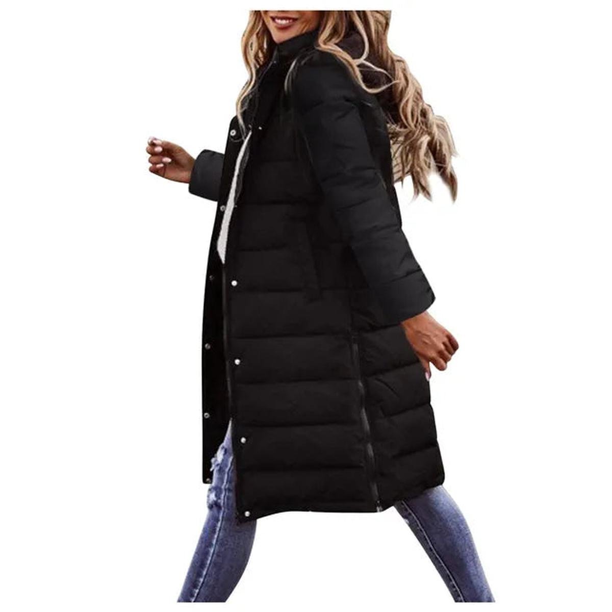 WW | Steppiger Kapuzen Langer Winterjacke Für Frauen