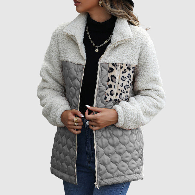WW | Fleece Relaxed Fit Jacket - Quilted Patchwork Faux Fur Jacket