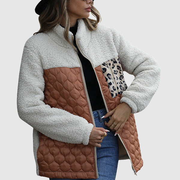 WW | Fleece Relaxed Fit Jacket - Quilted Patchwork Faux Fur Jacket