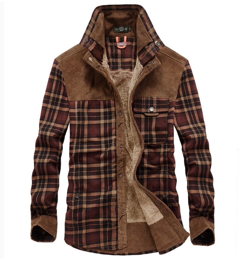 WW | Herren-Flanell-Winterjacke mit hohem Kragen