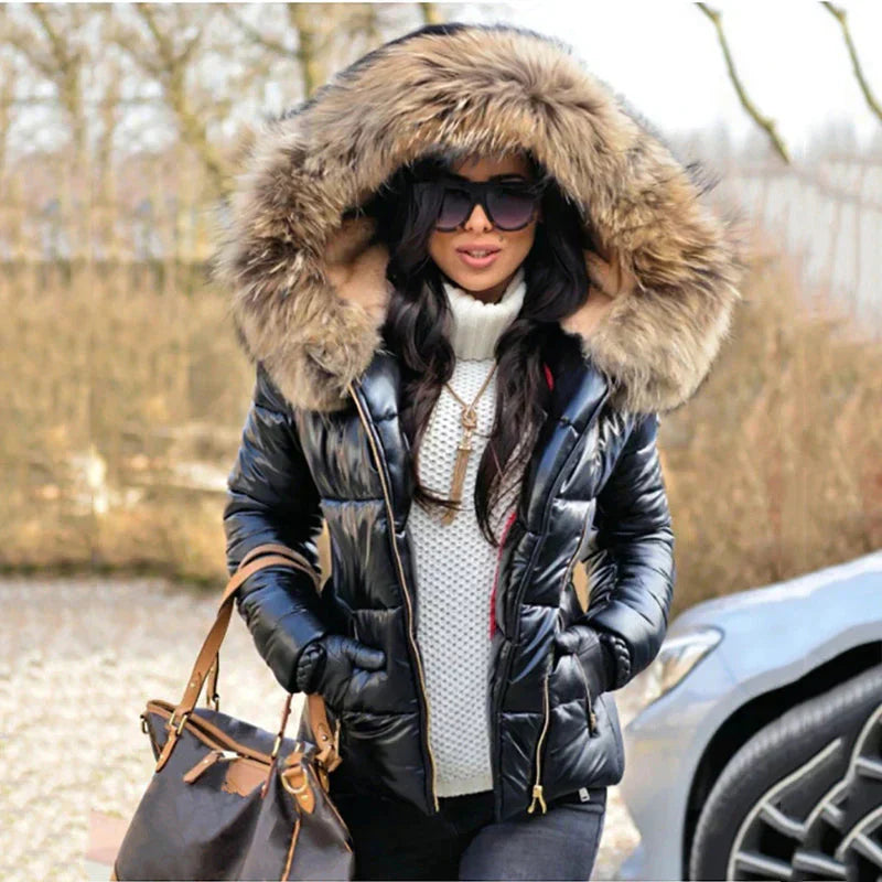 WW | Winterjacke mit Kapuze aus Leder