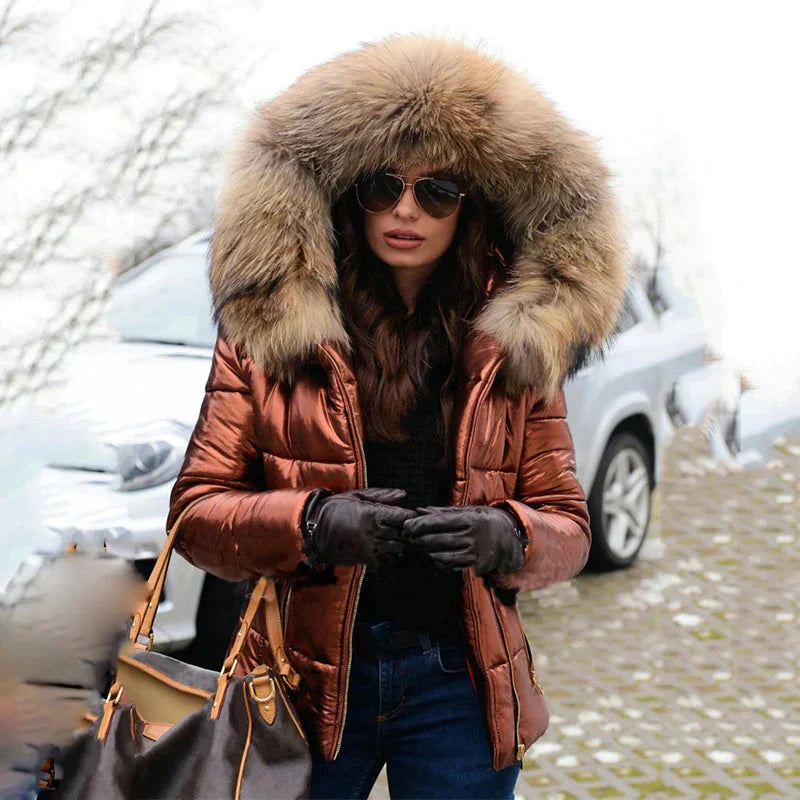 WW | Winterjacke mit Kapuze aus Leder