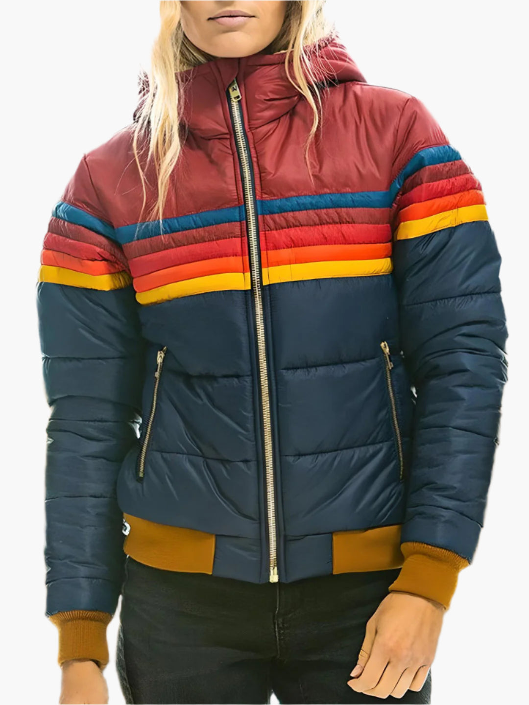 WW | Retro Steppjacke mit Kapuze - Modische Freizeit Winterjacke im Vintage-Stil