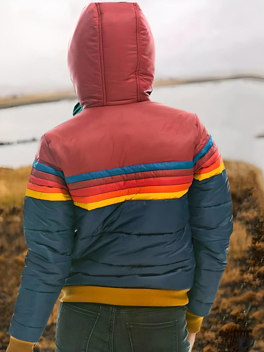 WW | Retro Steppjacke mit Kapuze - Modische Freizeit Winterjacke im Vintage-Stil