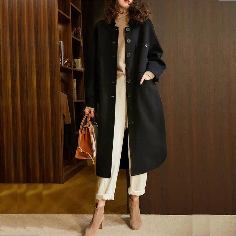 WW | Women's Long Trench Coat with Classic Button Closure