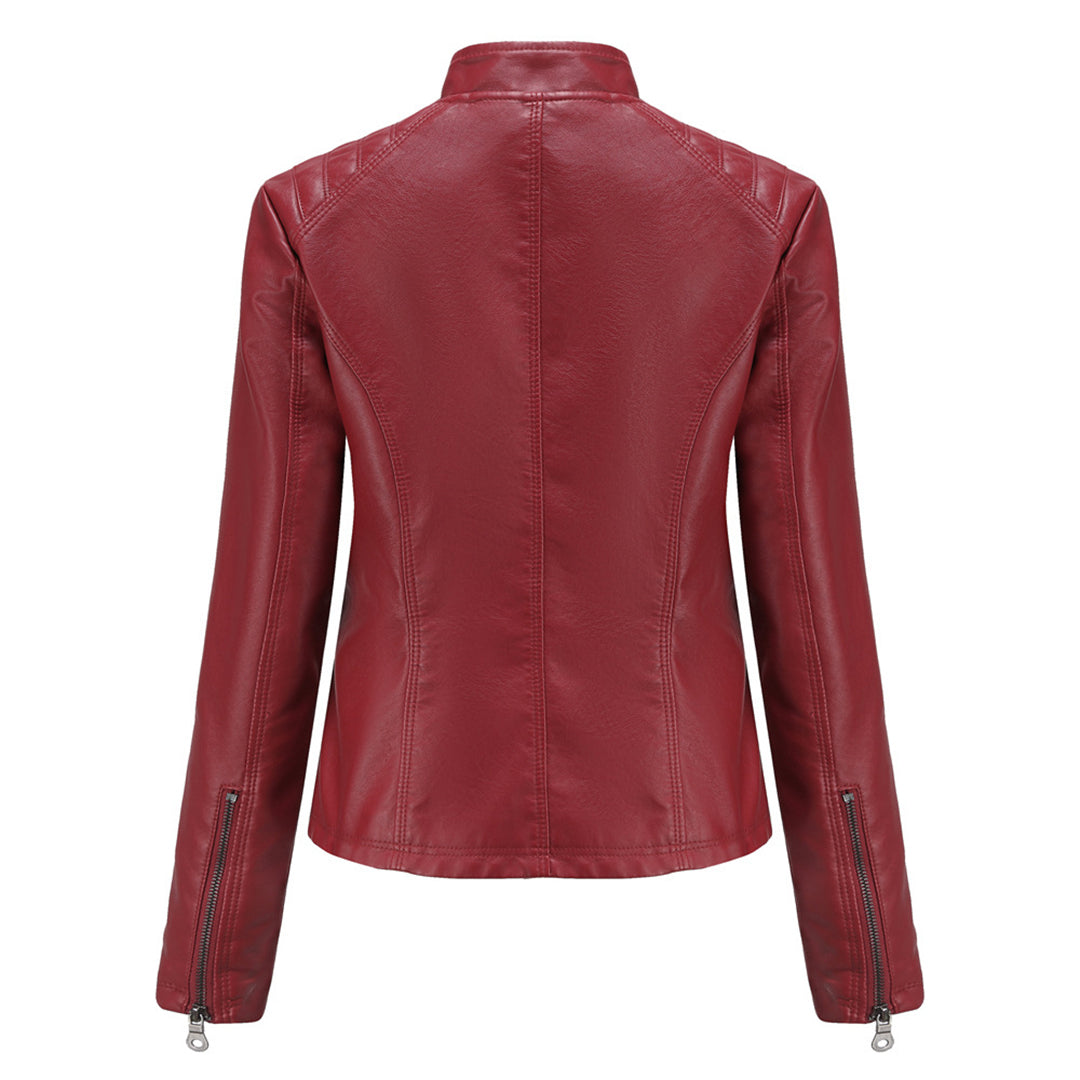 WW | Stylish Quilted Leather Jacket with Zipper