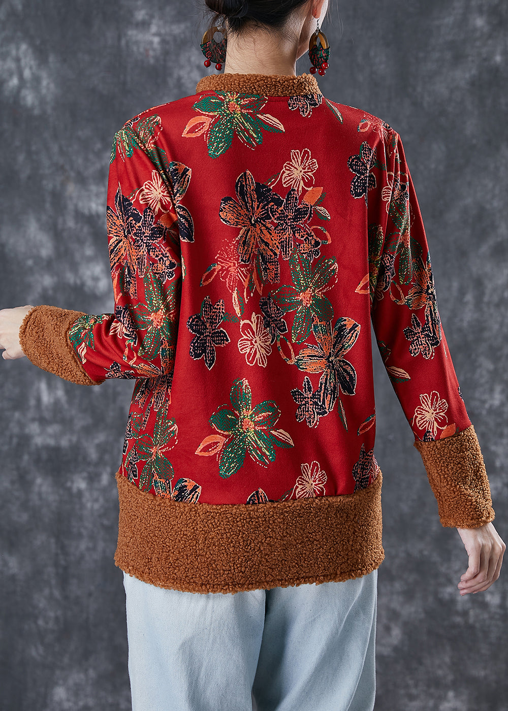 WW | Patchwork Warm Fleece Jackets Chinese Button Winter