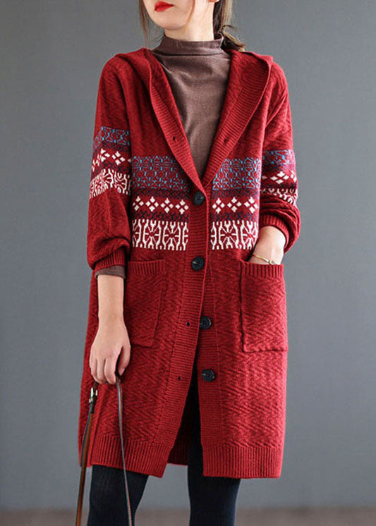 WW | Taschenprint Strickmäntel Cardigans Kapuzen Langarm