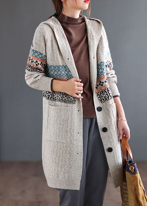 WW | Taschenprint Strickmäntel Cardigans Kapuzen Langarm