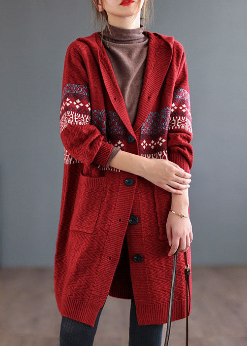 WW | Taschenprint Strickmäntel Cardigans Kapuzen Langarm