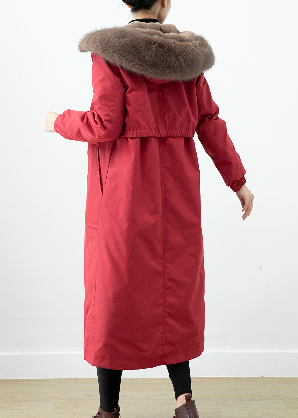 WW | Warm Otter Rabbit Hair Lined Women's Coats Little Fox Collar Winter