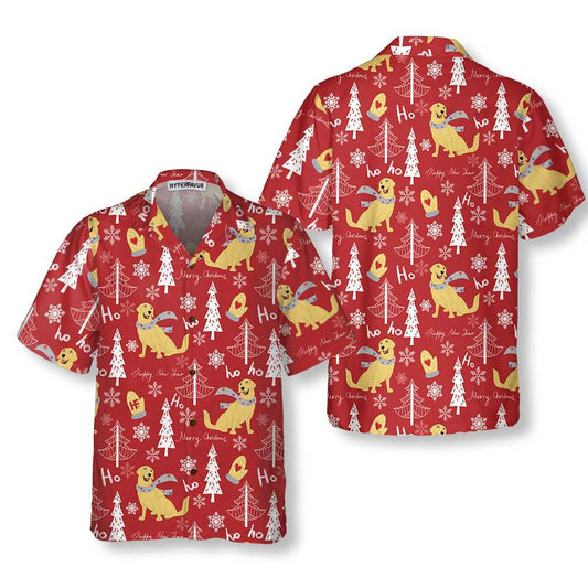 WW | Red Christmas Golden Retriever Hawaiian Shirts, Golden Retriever Christmas Hawaiian Shirts, Best Christmas Gift for Golden Retriever Lovers