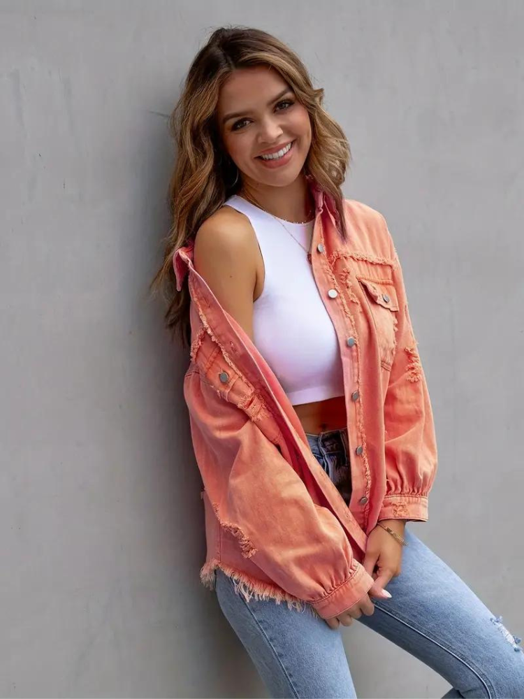 WW Denim Jacke | Übergroße zerrissene Denimjacke für Frauen