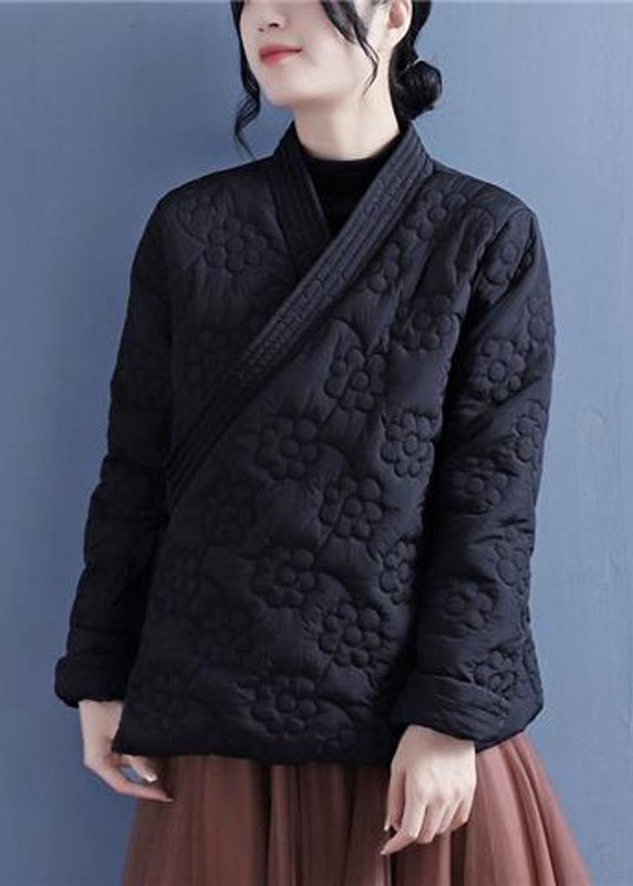 WW | Beige Lacing Stereoscopic Floral Fine Cotton-Filled Jackets