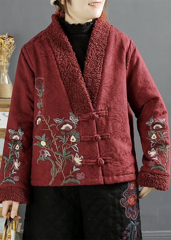 WW | Purple Embroidered Faux Fur Patchwork Fine Cotton-Filled Jackets Winter