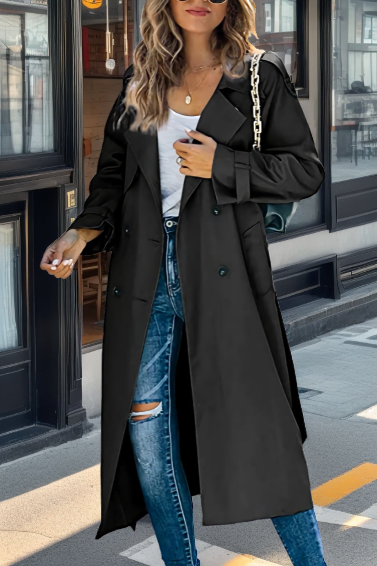 WW | Langer Trenchcoat Für Damen - Zweireihig