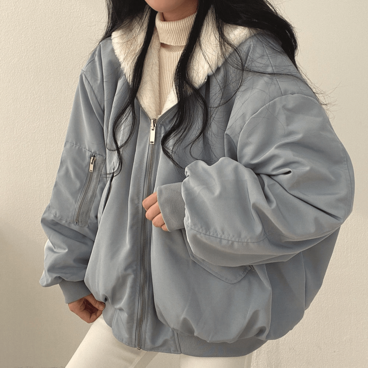 WW | Wendbare Kapuzenfleecejacke mit Langen Ärmeln