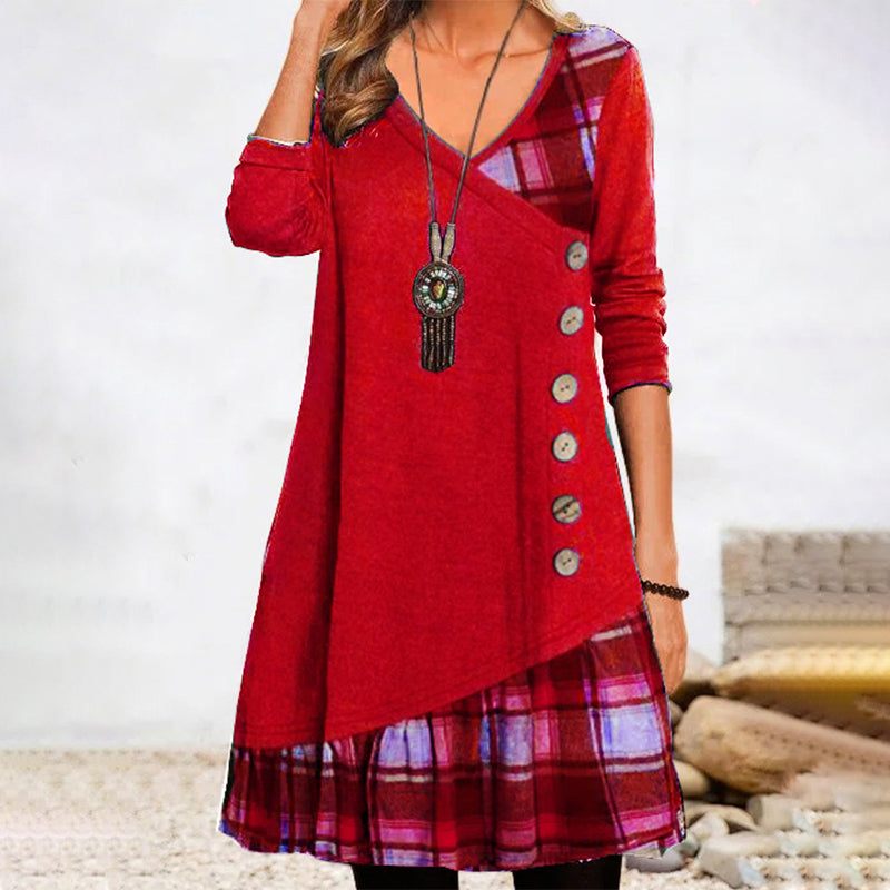 WW | Langärmeliges Kariertes Kleid