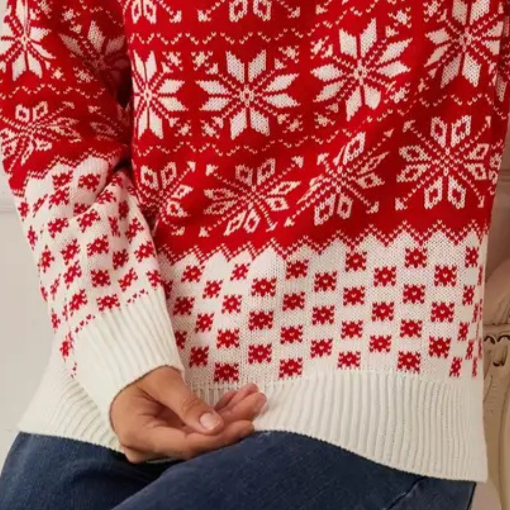 WW | Strick Weihnachts Pullover Damen - Schneeflocken Design
