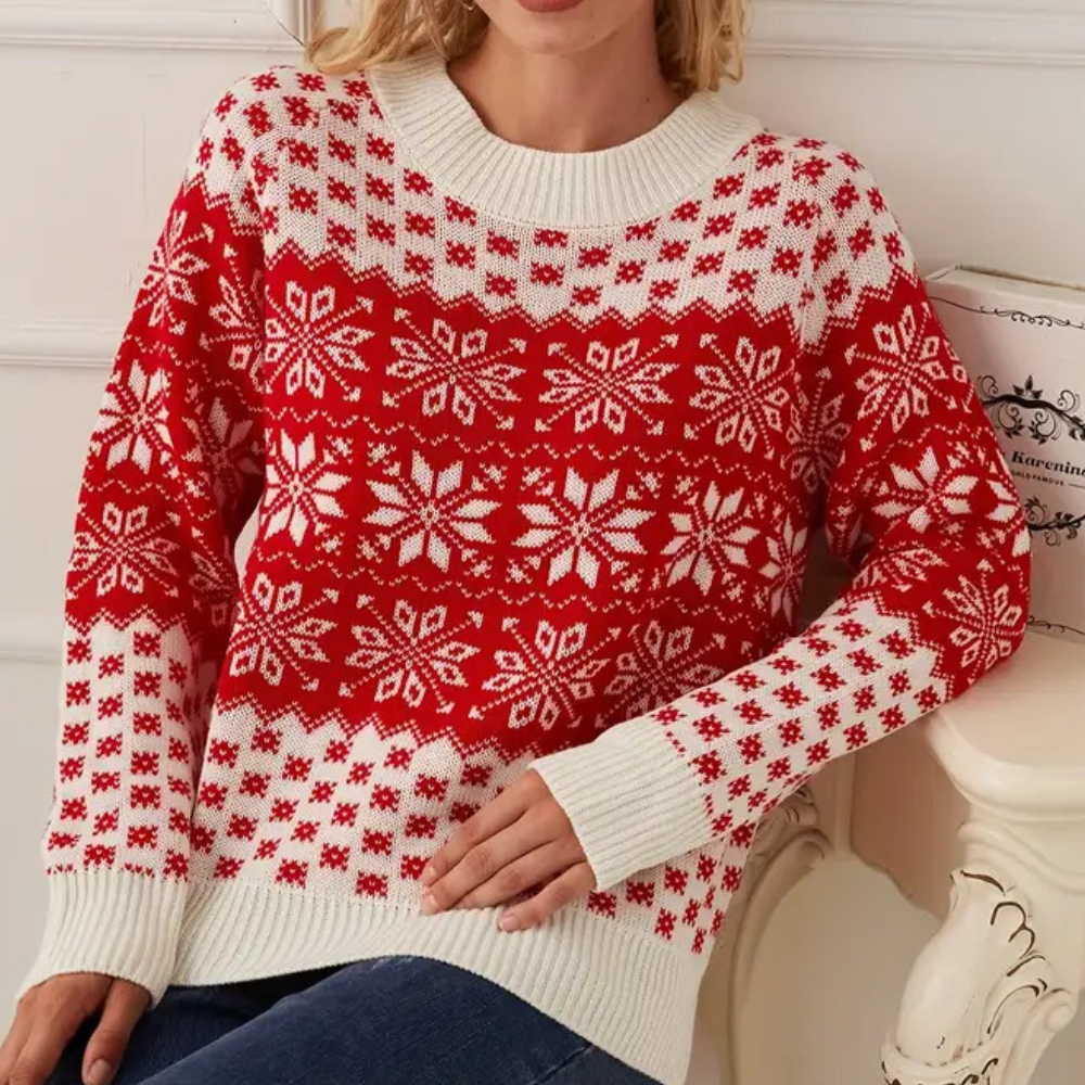 WW | Strick Weihnachts Pullover Damen - Schneeflocken Design