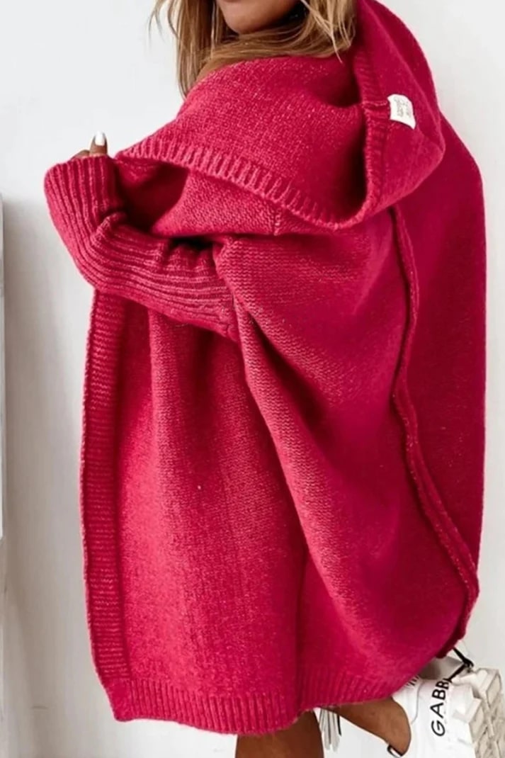 WW | Stilvolle Übergröße Kapuzenpulli Strickjacke