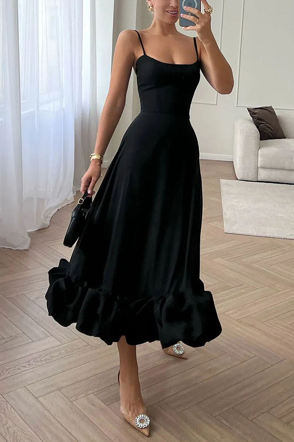 WW | Strapless Midi Kleid mit Rüschen für Mitternachtsballetten