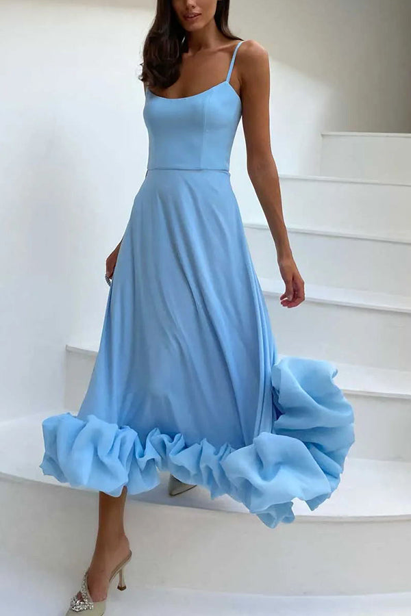 WW | Strapless Midi Kleid mit Rüschen für Mitternachtsballetten