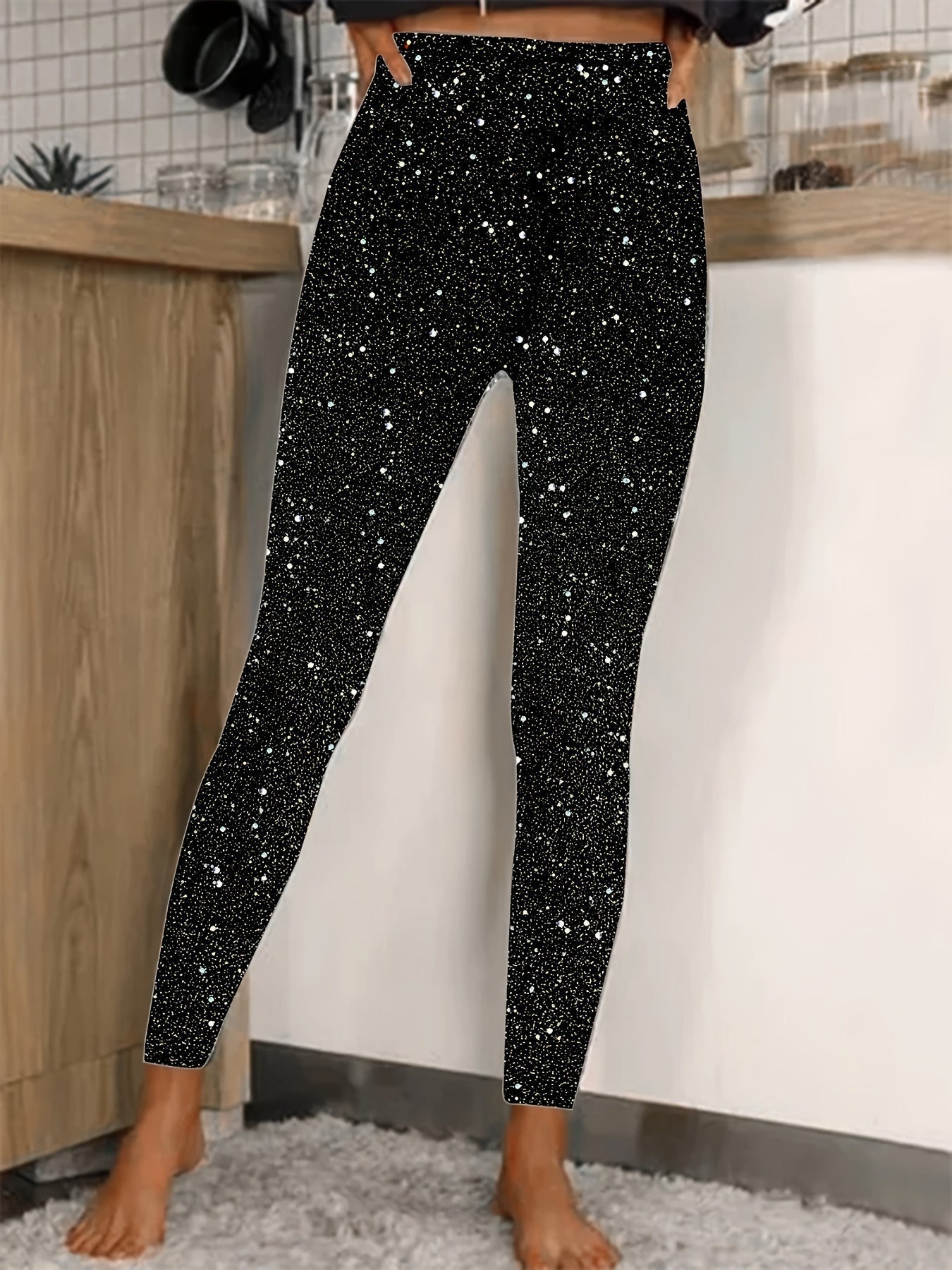 WW | Hochtaillierte Pailletten Leggings Glänzend & Komfortabel