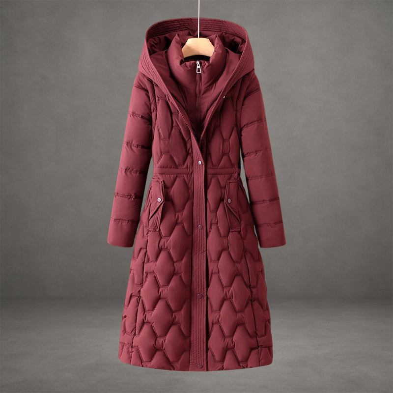 WW | Hooded Maxi Puffer Coat - Quilted Coat with Button Placket