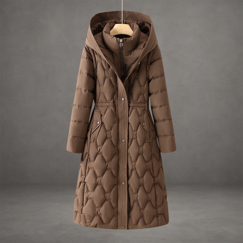 WW | Hooded Maxi Puffer Coat - Quilted Coat with Button Placket