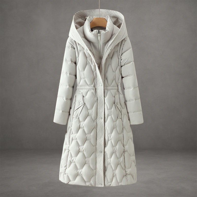 WW | Hooded Maxi Puffer Coat - Quilted Coat with Button Placket