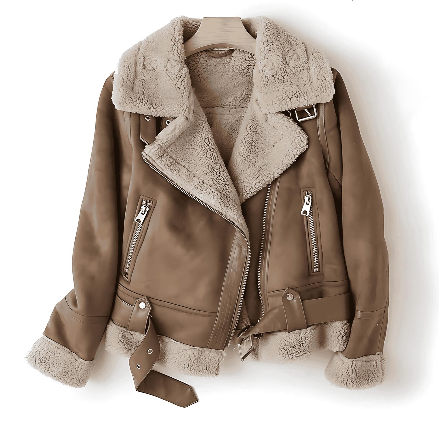 WW | Damen Bikerjacke Asymmetrischer Reißverschluss & Gepolsterter Kragen