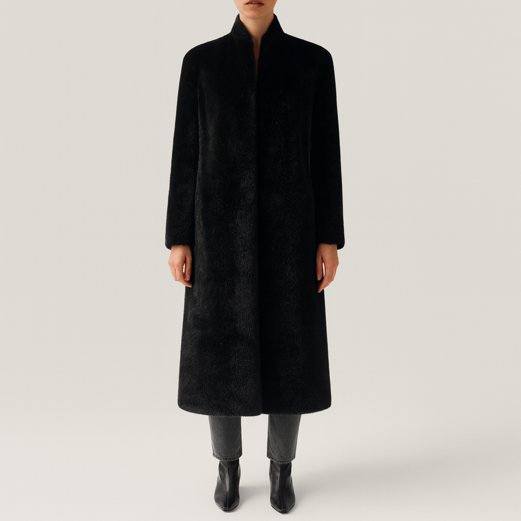 WW | Damen Schwarz Slim Fit Langer Trenchcoat Klassischer Stil