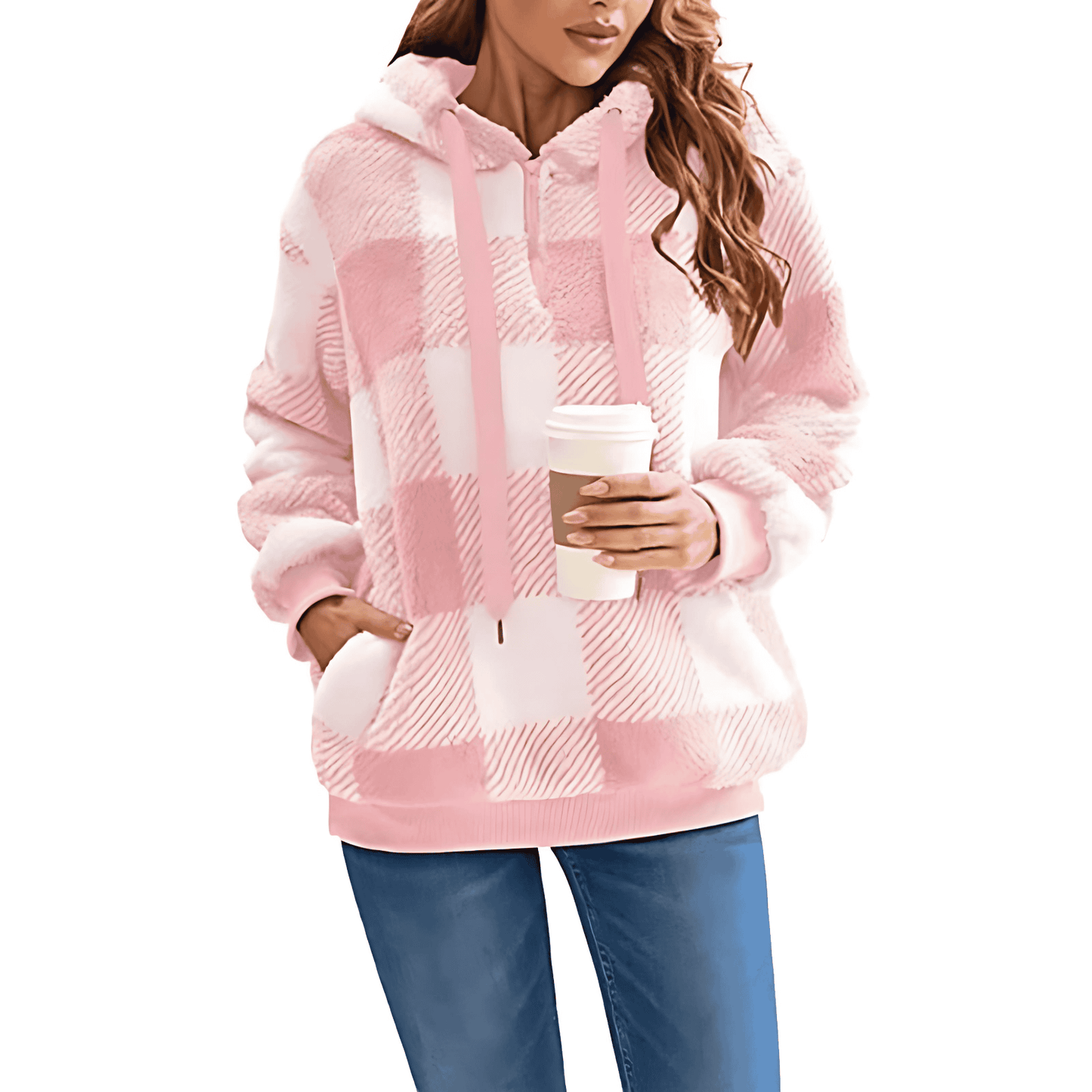 WW | Frauen Kontrollierte Hohe Kragen Hoodie Gemütlicher Stil